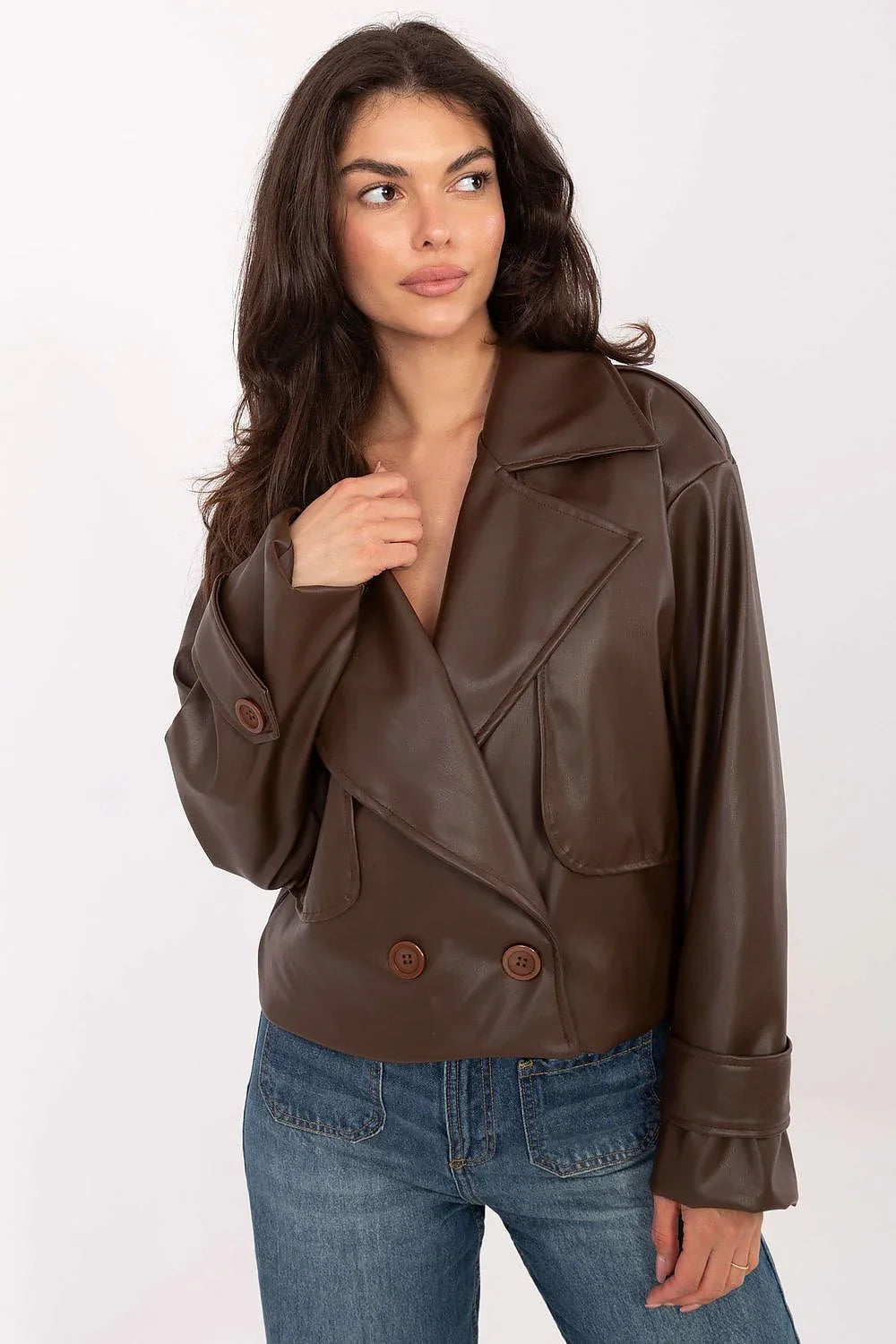 Women's Cropped Coat - With Lining Chic, Elegant, Casual - Guocali