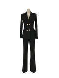 Women's Double-Breasted Notch Lapel Pantsuit – Pant Suit | GUOCALI – view 3