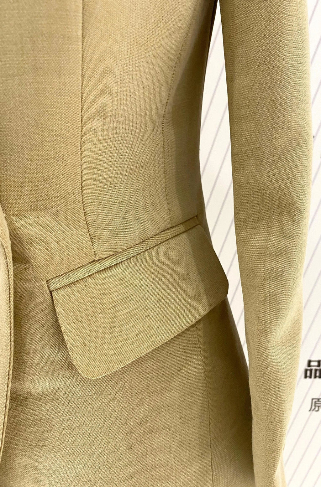 Women's Double-Breasted Notch Lapel Pantsuit – Khaki – Pant Suit | GUOCALI – view 3
