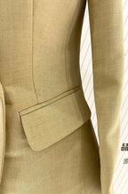 Women's Double-Breasted Notch Lapel Pantsuit – Khaki – Pant Suit | GUOCALI – view 3