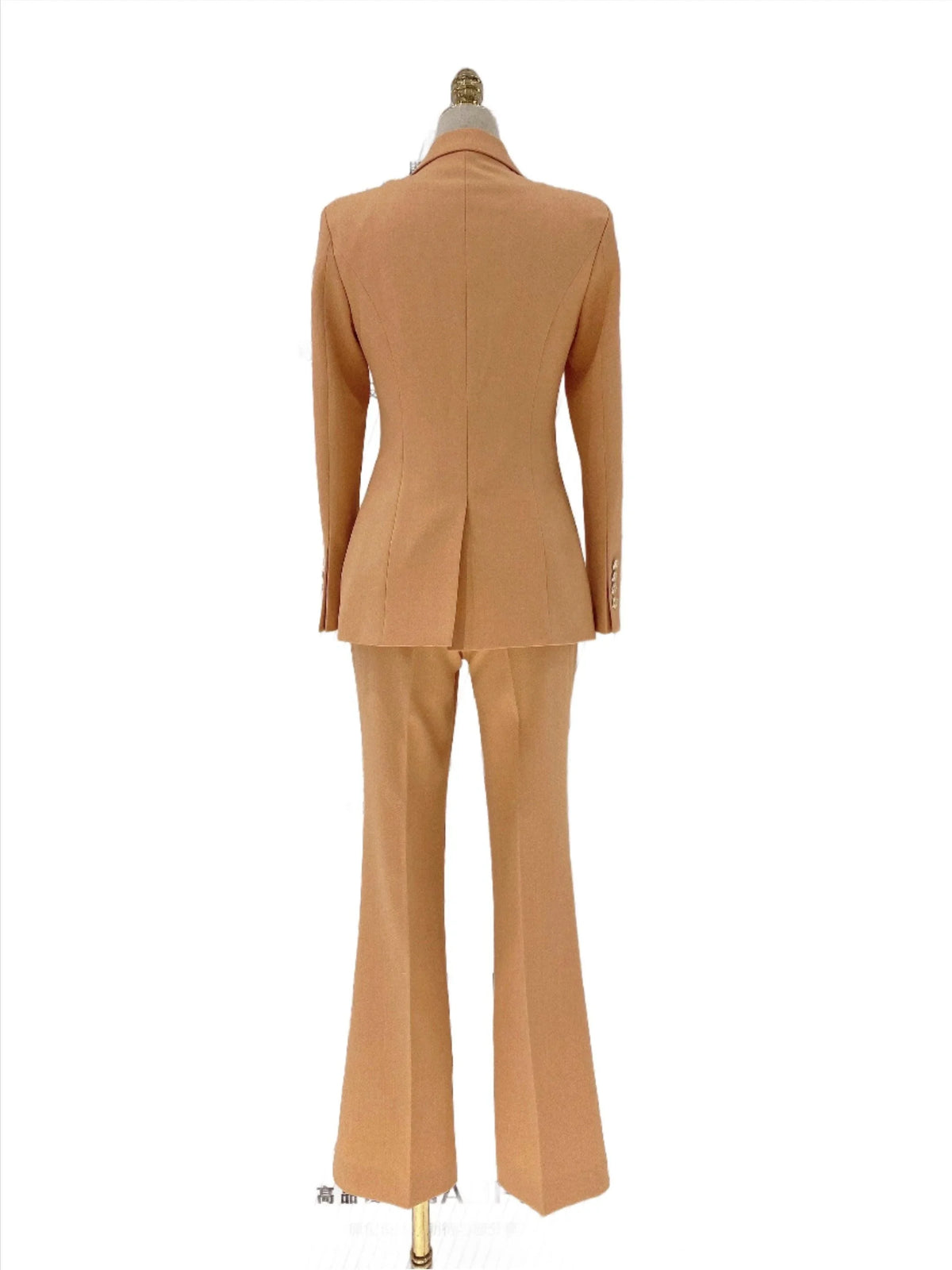 Women's Double-Breasted Notch Lapel Pantsuit – Orange – Pant Suit | GUOCALI – view 2
