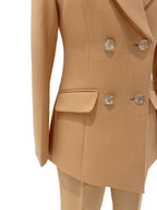 Women's Double-Breasted Notch Lapel Pantsuit – Orange – Pant Suit | GUOCALI – view 4
