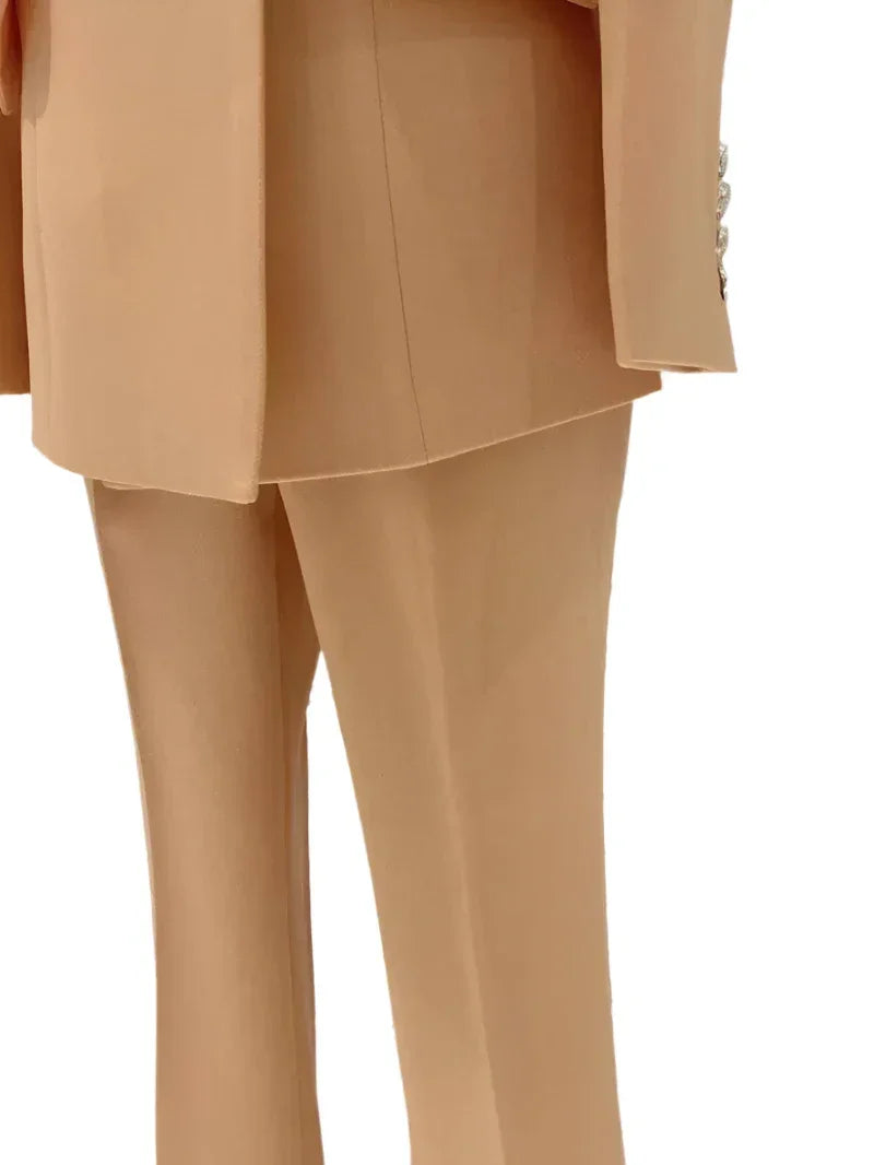 Women's Double-Breasted Notch Lapel Pantsuit – Orange – Pant Suit | GUOCALI – view 6