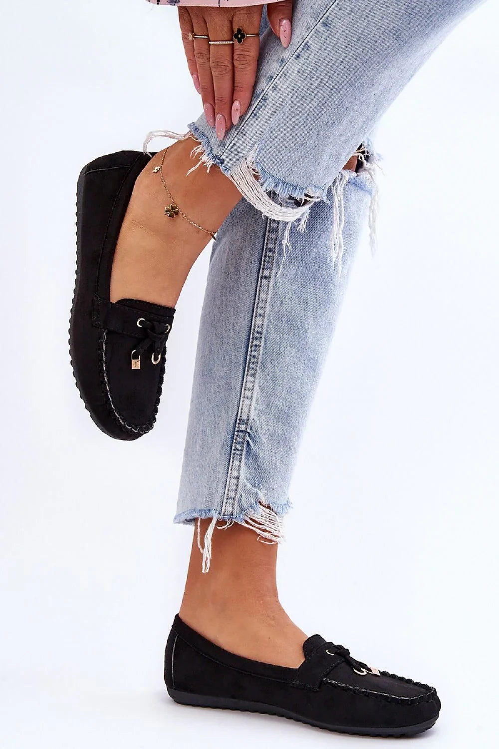 Women's Eco-Suede Platform Moccasins with Padlock Detail – Moccasins | GUOCALI – view 4