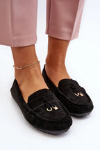 Women's Eco-Suede Round-Toe Moccasins – Black – Moccasins | GUOCALI – view 3