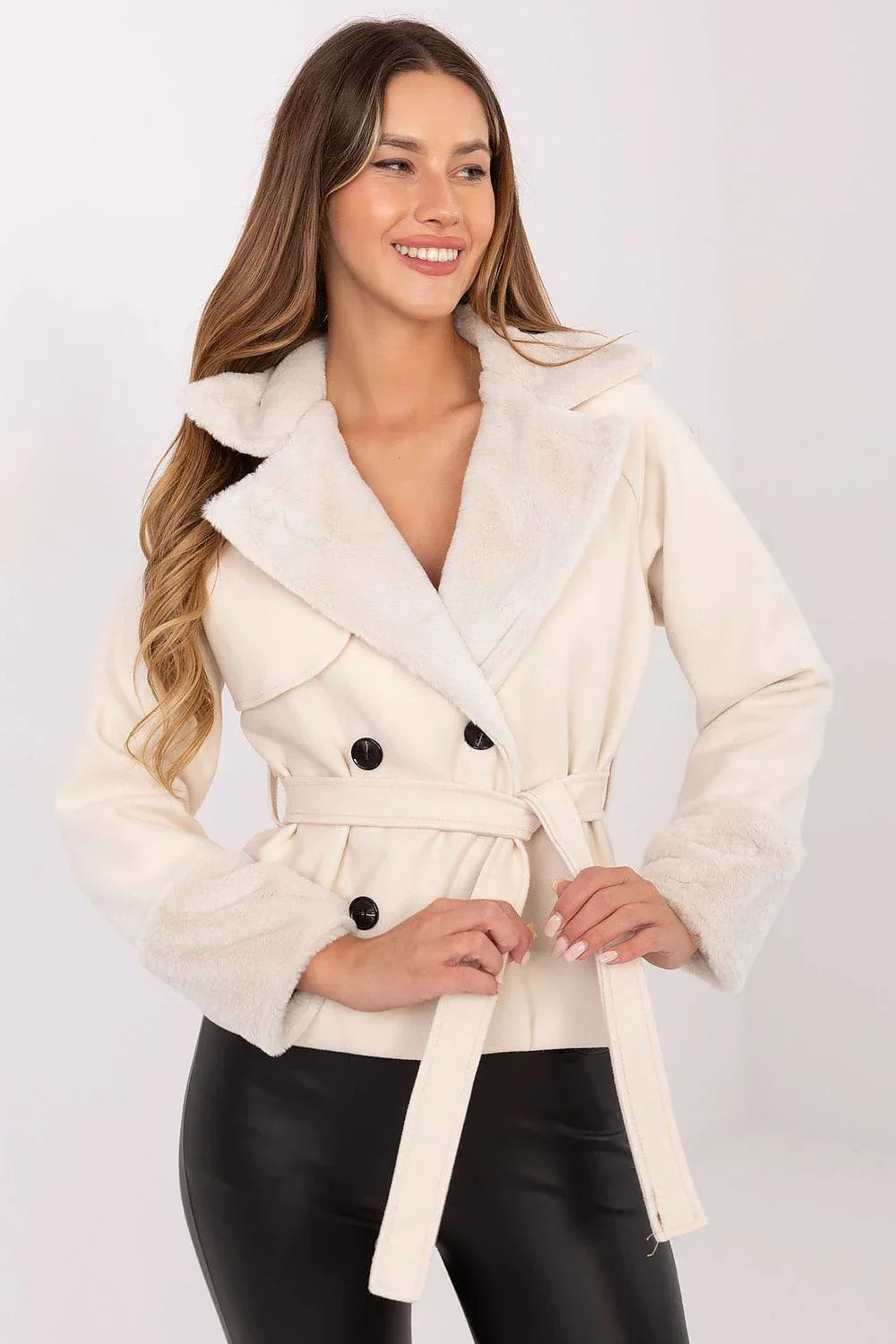 Women's Elegant Fur-Trimmed Coat – Coat | GUOCALI