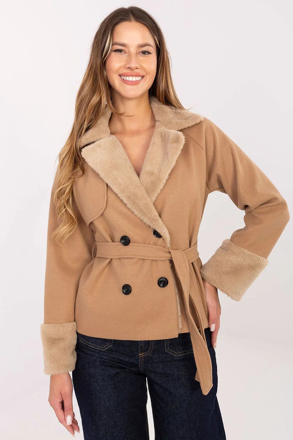 Women's Elegant Fur-Trimmed Coat – Coat | GUOCALI – view 12