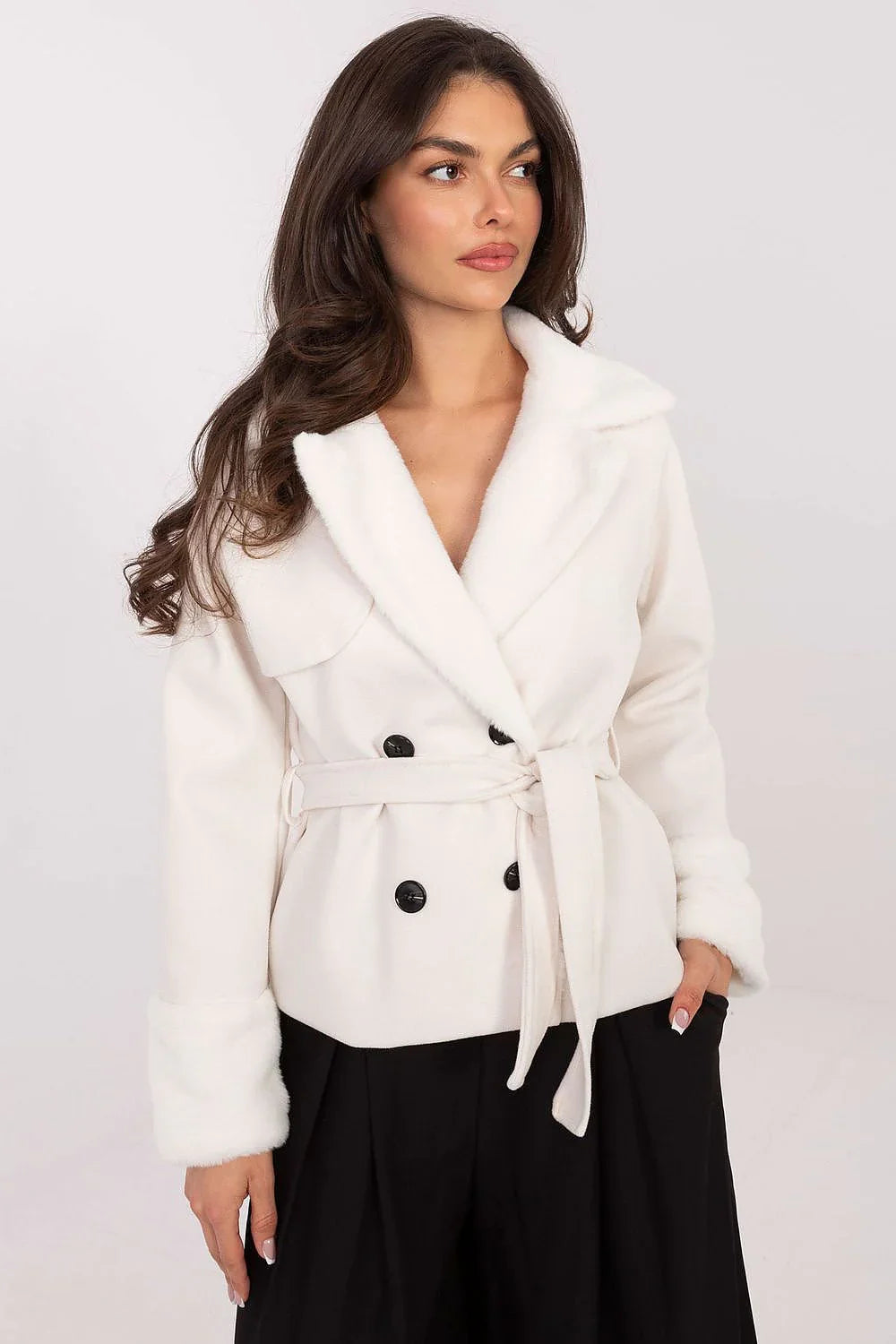Women's Elegant Fur-Trimmed Coat – Coat | GUOCALI – view 15