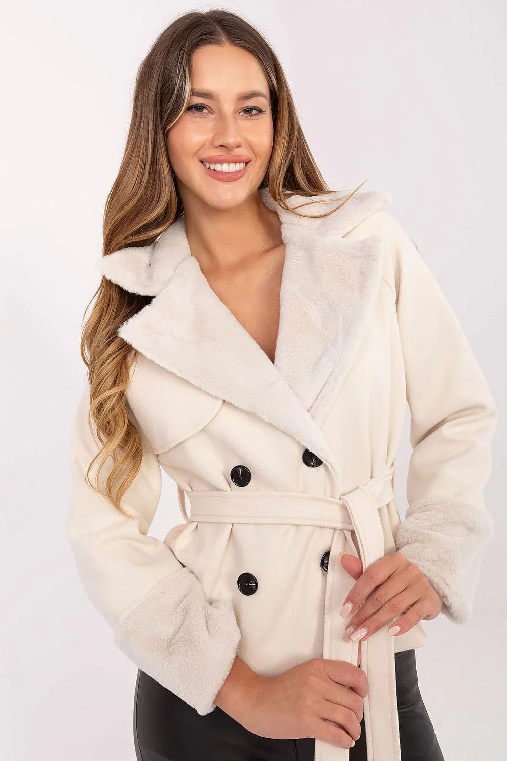 Women's Elegant Fur-Trimmed Coat – Coat | GUOCALI – view 4
