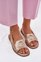 Women's Flat Eco-Leather Sandals – Pink – Sandals | GUOCALI – view 3