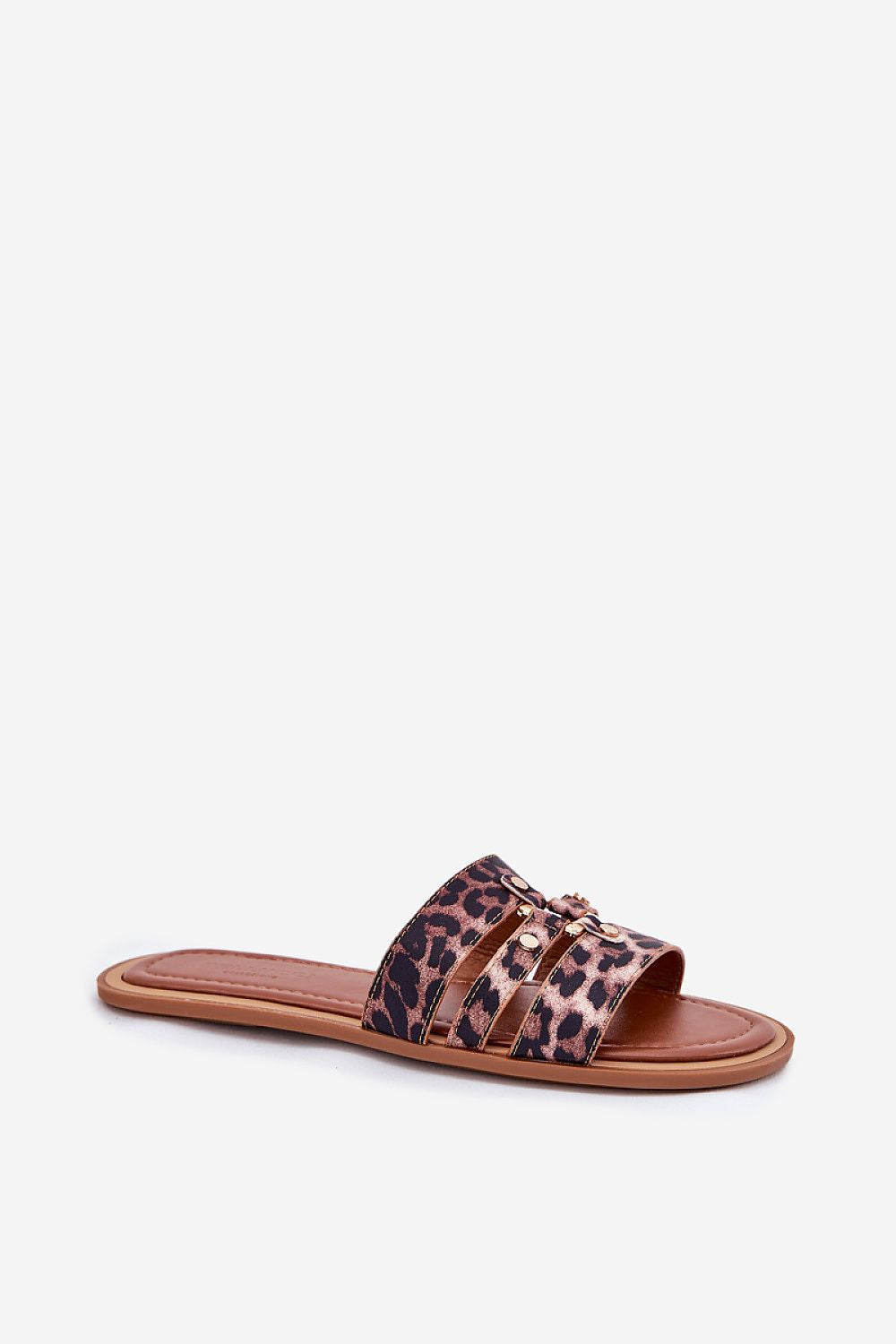 Women's Flat Sandals with Gold Detail – Brown – Sandals | GUOCALI – view 2