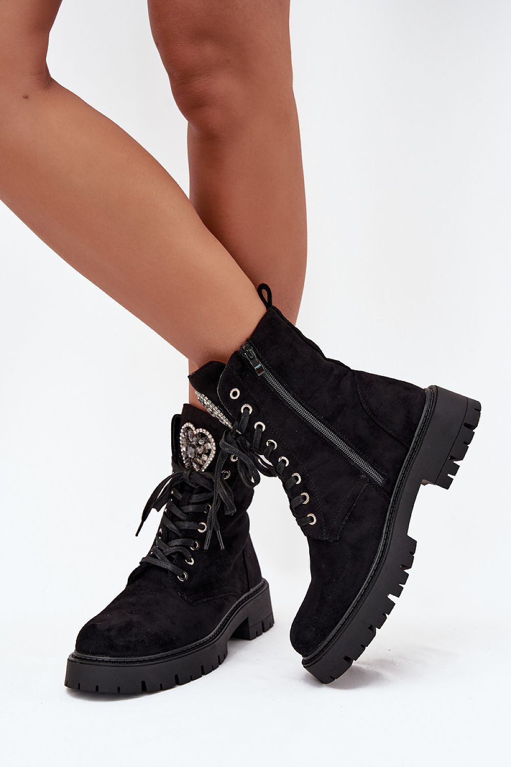 Women's Fur-Lined Suede Ankle Boots – Black – Ankle Boots | GUOCALI