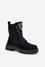 Women's Fur-Lined Suede Ankle Boots – Black – Ankle Boots | GUOCALI – view 2