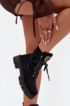 Women's Fur-Lined Suede Ankle Boots – Black – Ankle Boots | GUOCALI – view 3