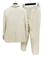 Women's Geometric Single-Breasted Pantsuit – Beige – Pant Suit | GUOCALI – view 2