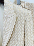 Women's Geometric Single-Breasted Pantsuit – Beige – Pant Suit | GUOCALI – view 3