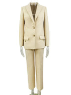 Women's Geometric Single-Breasted Pantsuit – Beige – Pant Suit | GUOCALI – view 6