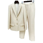 Women's Geometric Single-Breasted Pantsuit – Beige – Pant Suit | GUOCALI – view 7