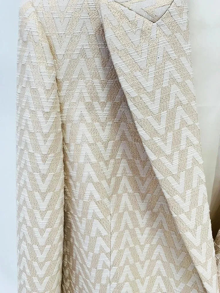 Women's Geometric Single-Breasted Pantsuit – Beige – Pant Suit | GUOCALI – view 8