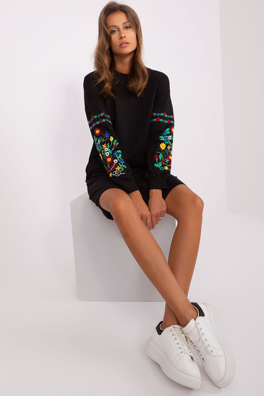 Women’s Grey Relaxed Above-Knee Long Sleeve Dress - Guocali