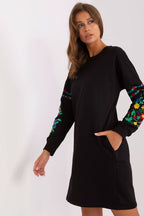 Women’s Grey Relaxed Above-Knee Long Sleeve Dress - Guocali