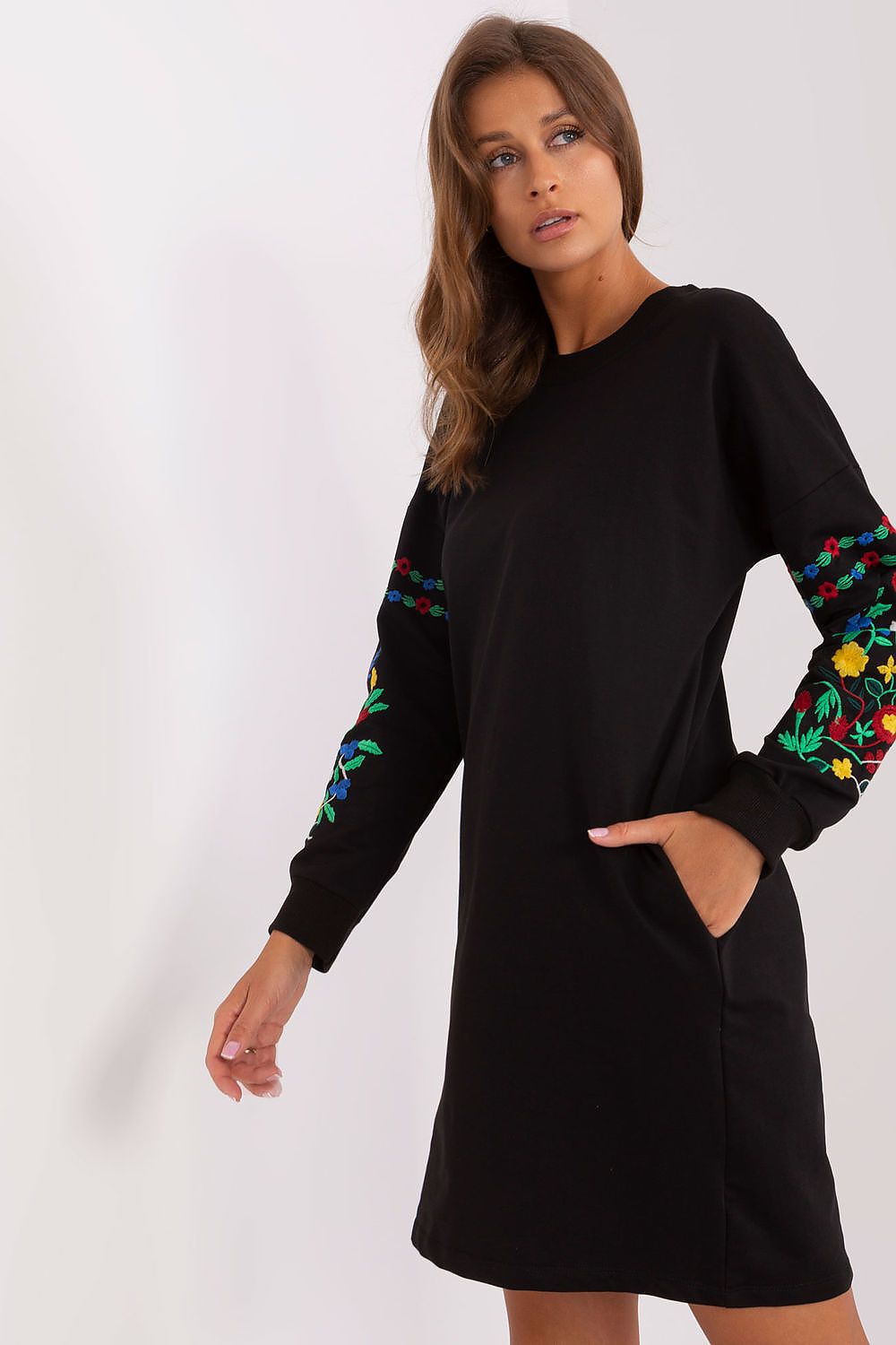 Women’s Grey Relaxed Above-Knee Long Sleeve Dress - Guocali