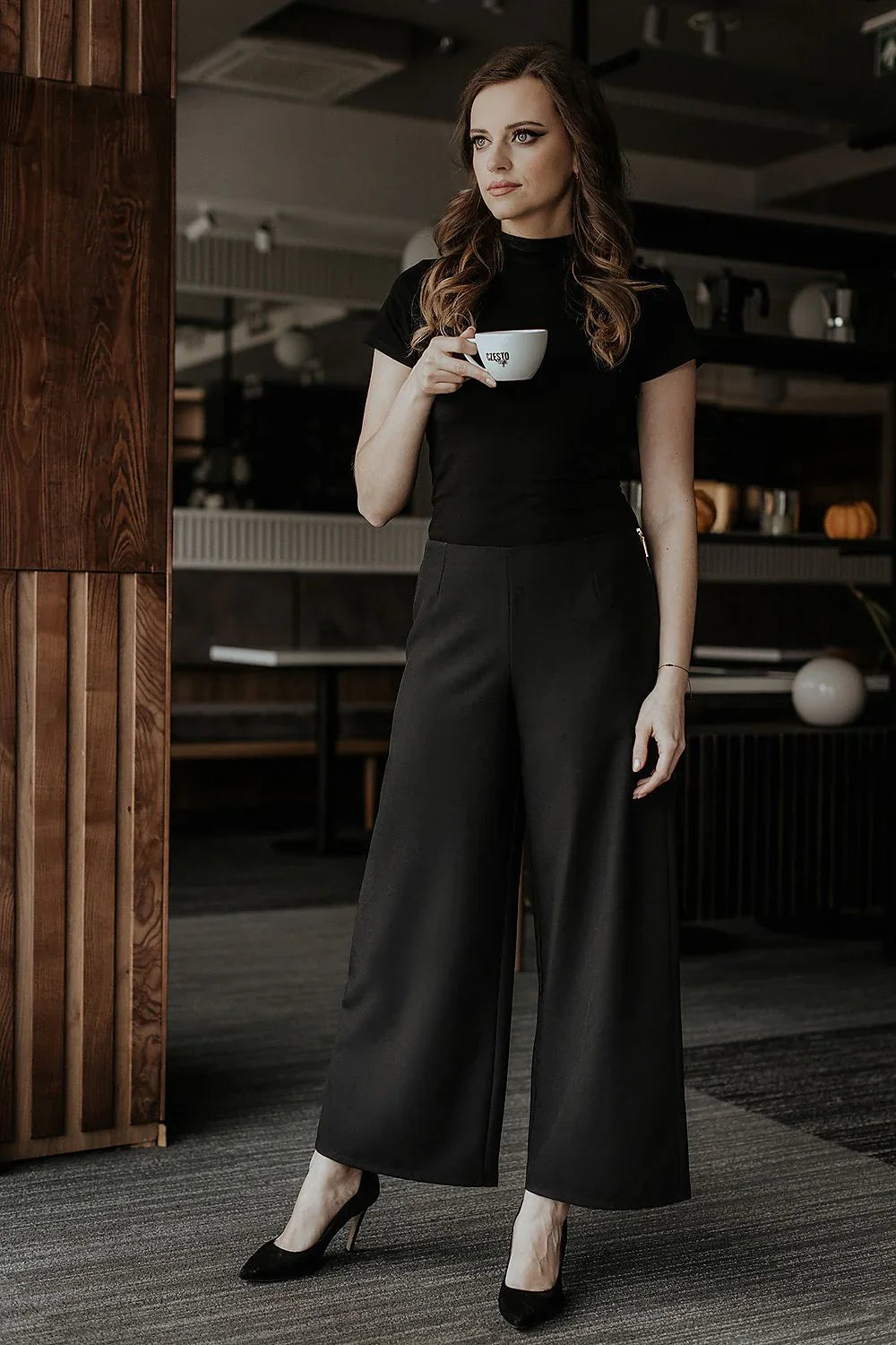Women's High-Waist Cropped Wide-Leg Pants – Black – Pants | GUOCALI