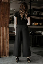 Women's High-Waist Cropped Wide-Leg Pants – Black – Pants | GUOCALI – view 2