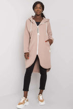 Women's Hoodie Athleisure Longline Full-Zip Stretch Cotton – Hoodie | GUOCALI – view 28