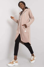 Women's Hoodie Athleisure Longline Full-Zip Stretch Cotton – Hoodie | GUOCALI – view 30