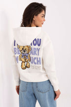 Women's hoodie white sleeve patch casual look