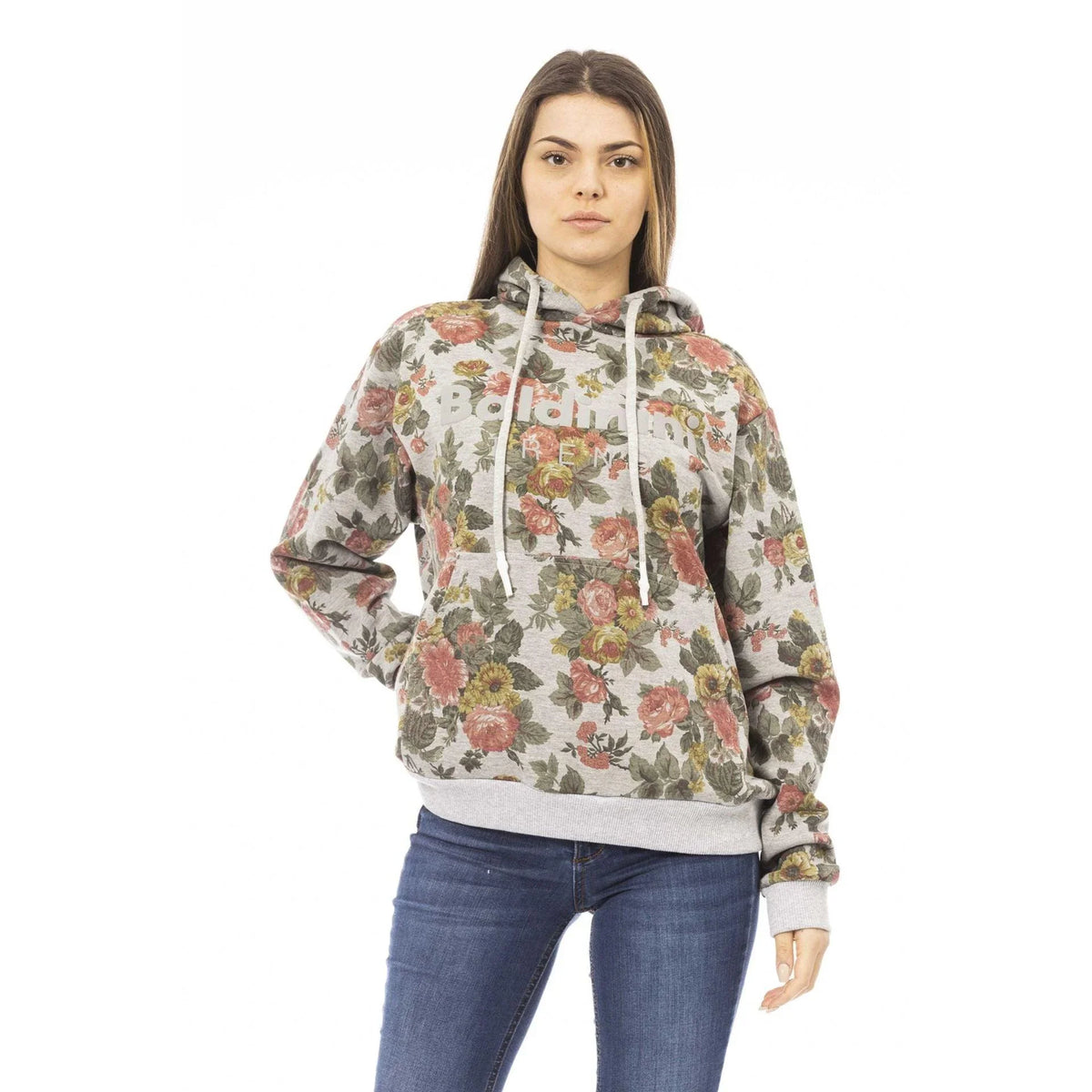 Women's Hoodie Baldinini Trend Floral Graphic Logo Grey – Hoodie | GUOCALI