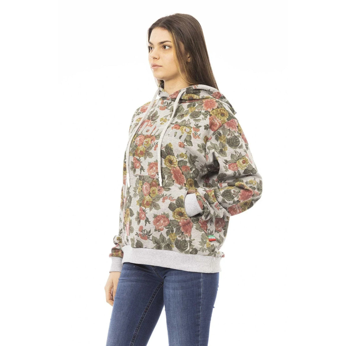 Women's Hoodie Baldinini Trend Floral Graphic Logo Grey – Hoodie | GUOCALI – view 2
