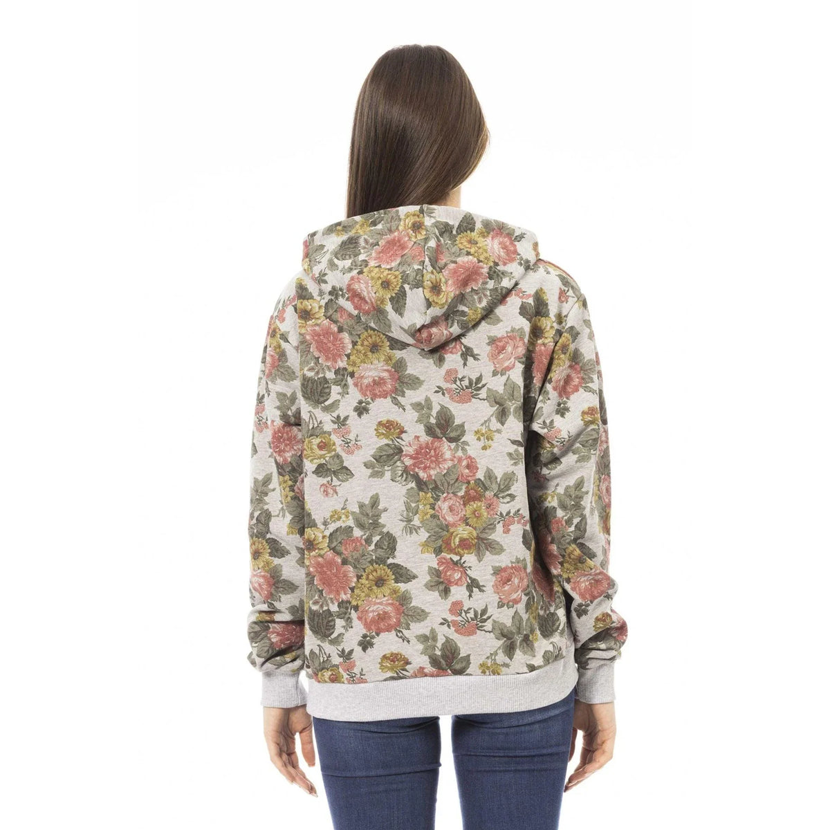 Women's Hoodie Baldinini Trend Floral Graphic Logo Grey – Hoodie | GUOCALI – view 3