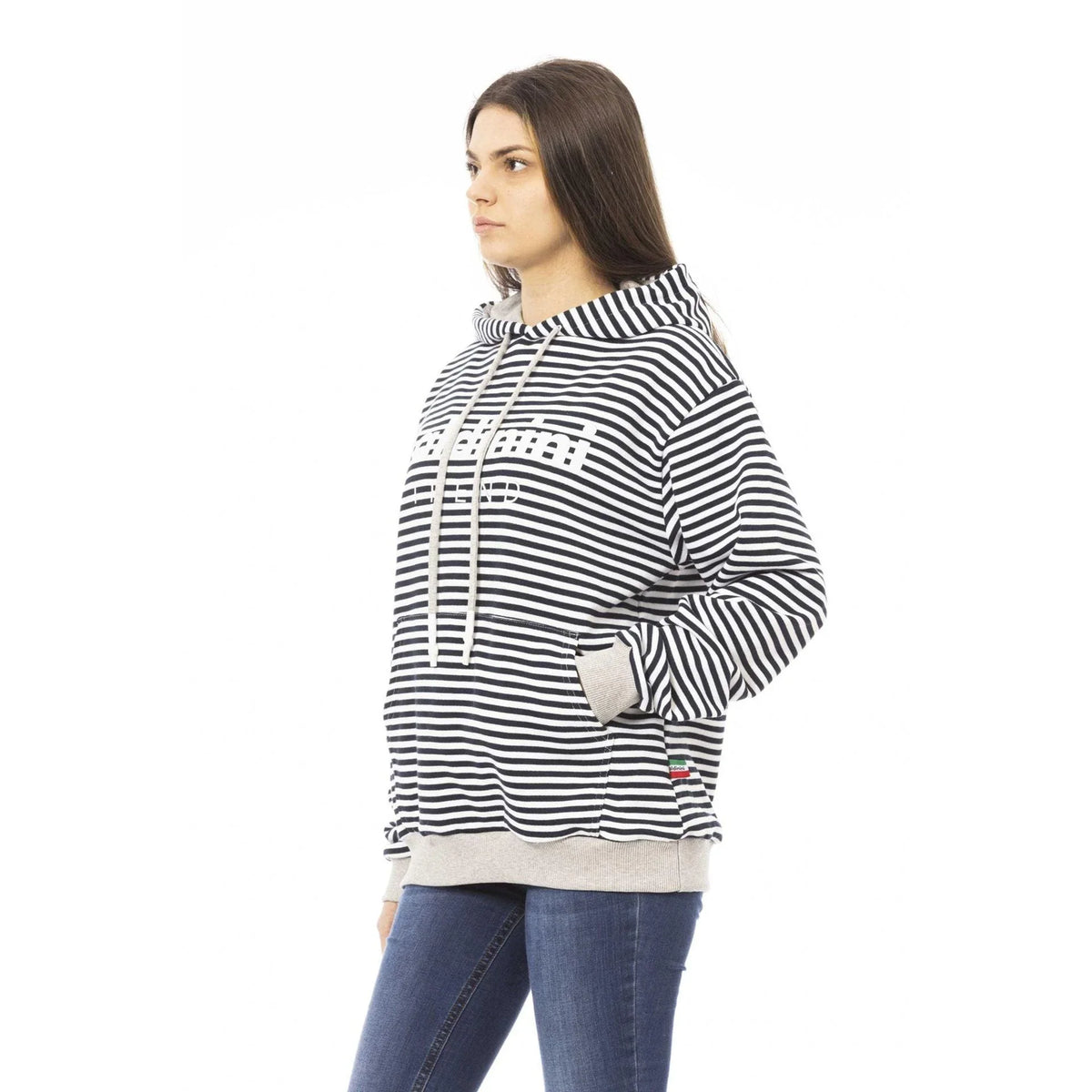 Women's Hoodie Baldinini Trend Striped Logo Black White – Hoodie | GUOCALI – view 2