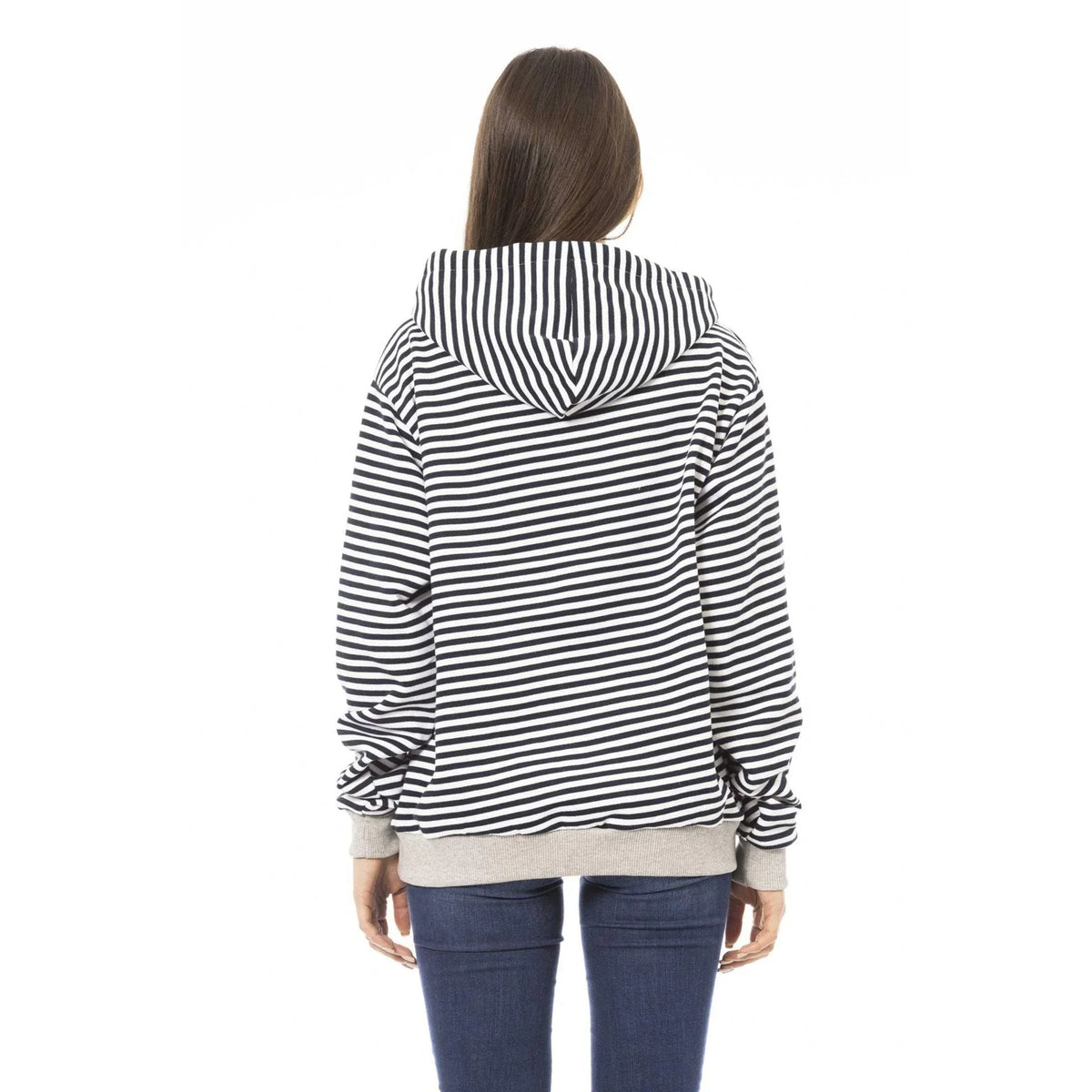 Women's Hoodie Baldinini Trend Striped Logo Black White – Hoodie | GUOCALI – view 3
