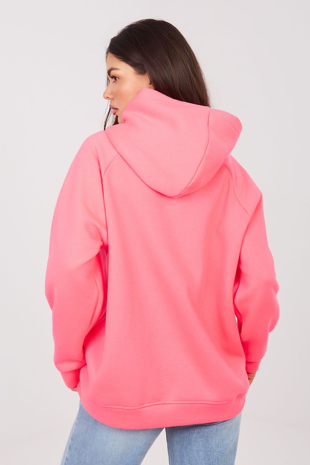 Women's Hoodie Embroidered Lettering Kangaroo Pocket Pink – Hoodie | GUOCALI – view 3