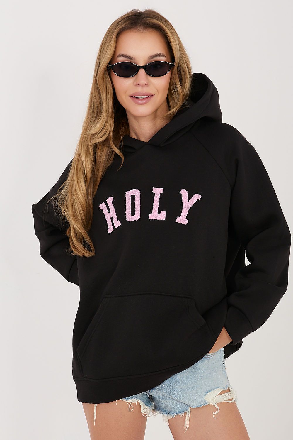 Women's Hoodie Embroidered Logo Kangaroo Pocket Black – Hoodie | GUOCALI