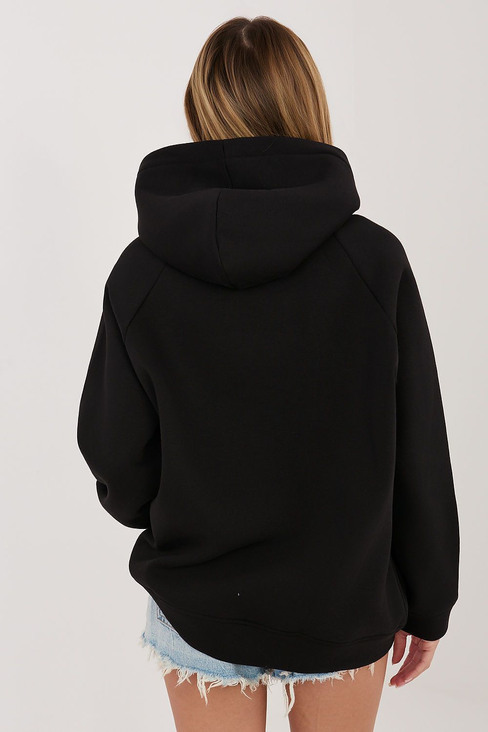 Women's hoodie black pullover casual view