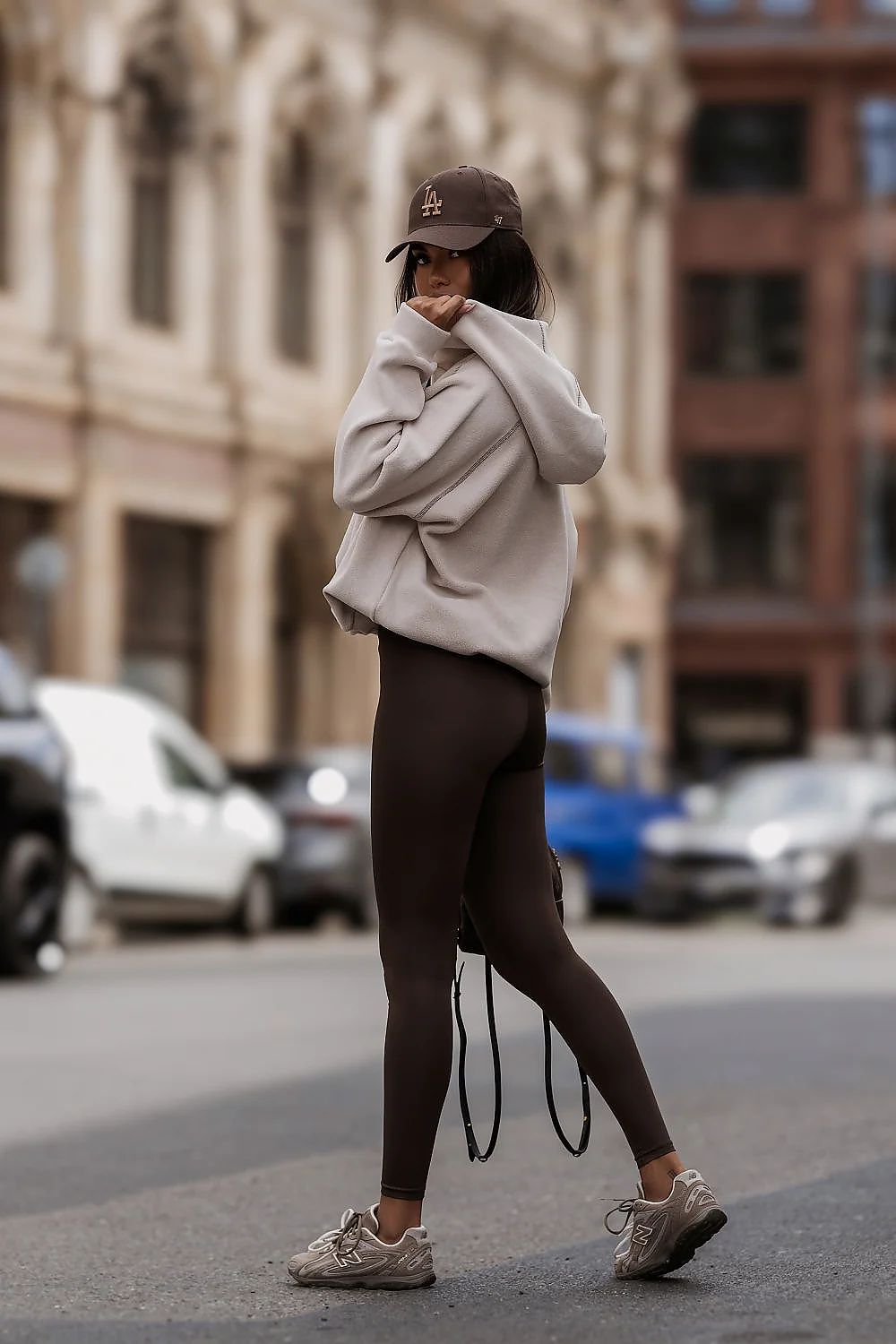 Women's hoodie beige regular fit casual view