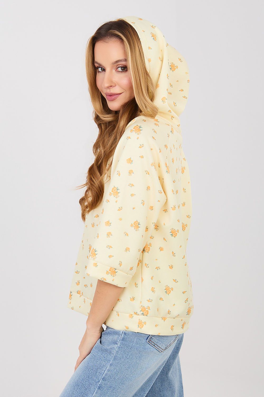 Women's Hoodie Floral Print Three-Quarter Sleeve – Hoodie | GUOCALI – view 2