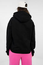 Women's hoodie black zip-up casual view