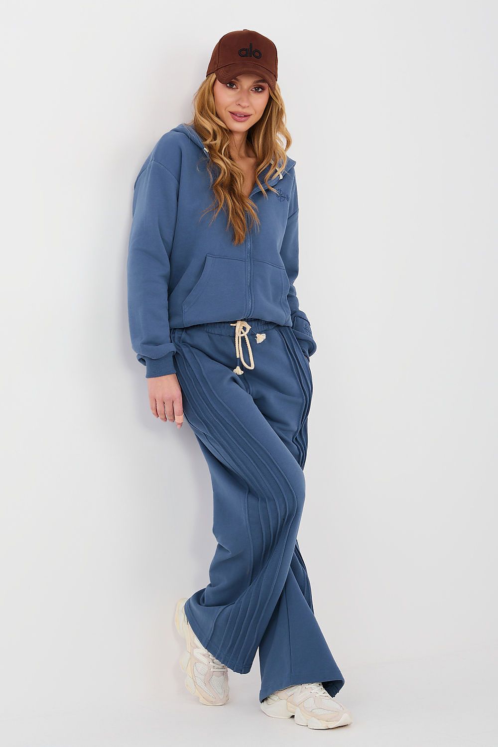 Women's hoodie blue full zip front view
