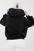 Women's hoodie black zip-up casual view