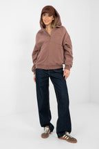 Women's hoodie brown hooded side view