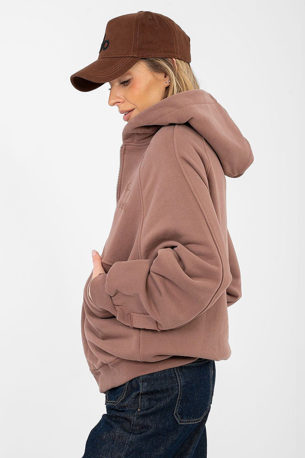 Women's Hoodie Full-Zip Chest Embroidery Cotton Blend – Hoodie | GUOCALI – view 4