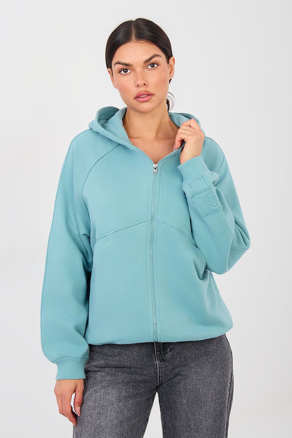 Women's Hoodie Full-Zip Chest Embroidery Cotton Blend – Hoodie | GUOCALI – view 8