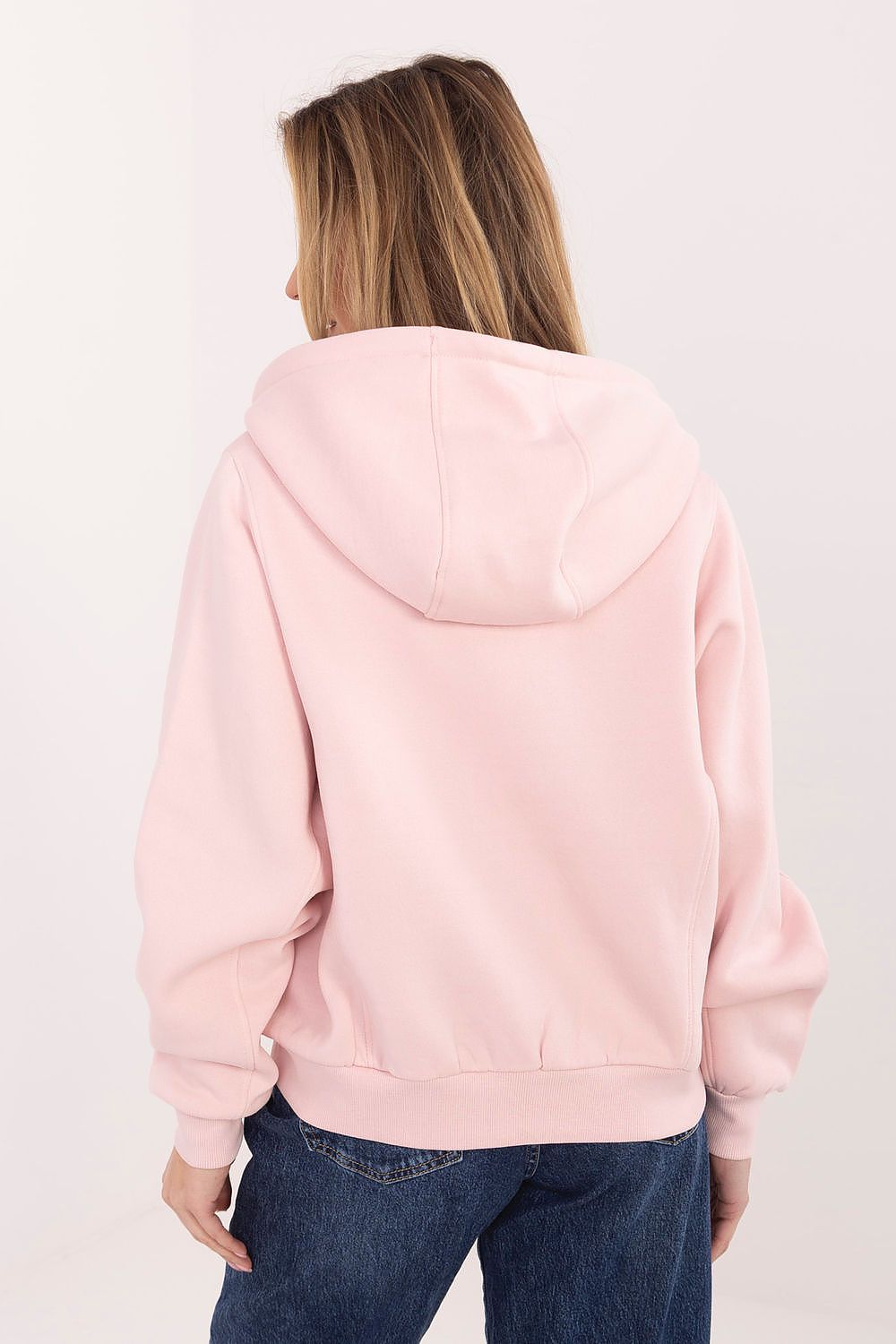 Women's hoodie pink zip-up casual view