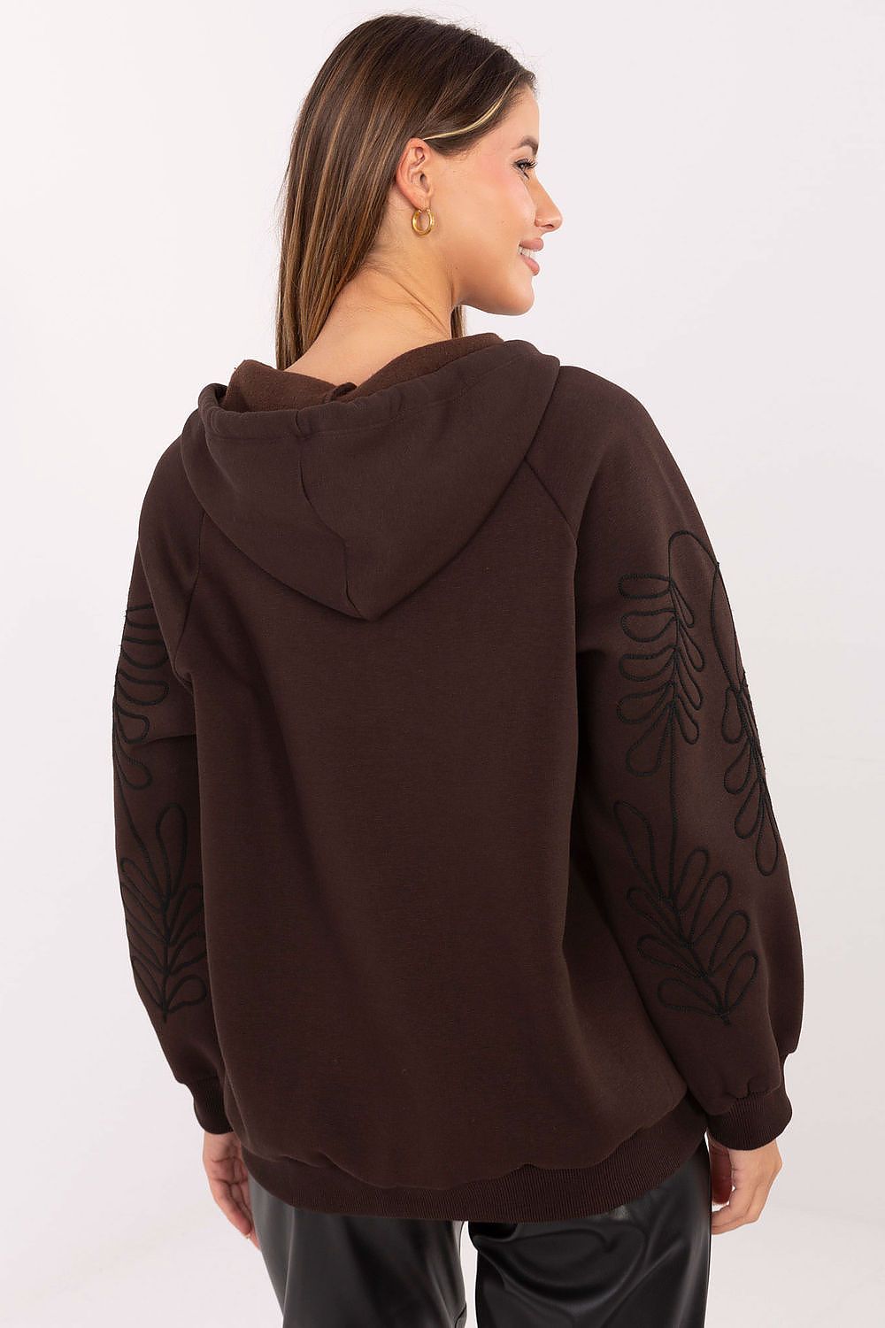 Women's hoodie brown loose fit casual look