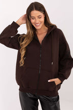 Women's Hoodie Full-Zip Embroidered Loose Fit Cotton Blend – Hoodie | GUOCALI